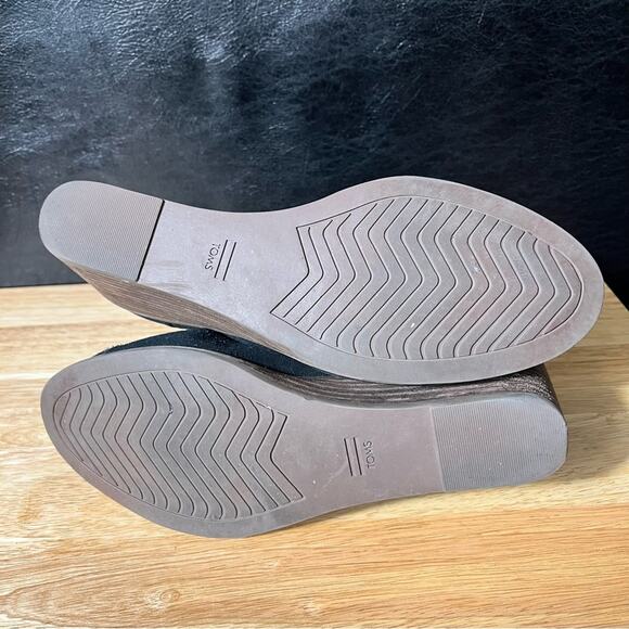 Toms Hyde Black Suede Lace‎ Up Ankle Wedge Boots Size 7.5 - Picture 9 of 9